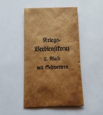 Verleihungstüte zum Kriegsverdienstkreuz m. Schwertern 2.Klasse