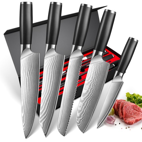 5stk damast messerset - 1-5stk.damast,