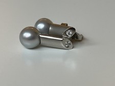 Ohrringe Ohrstecker 950er Platin mit echt Perle und Diamant 6,6 Gramm