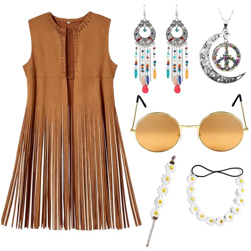 Hippie kostüm damen set 70er - kostüm,