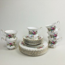 Royal Albert MOSS ROSE Kaffeeservice 6 Personen Kuchenteller Kaffeetasse groß