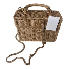 Strohtasche Beige Rechteckig