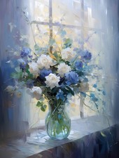 Wandbild: Strauß blauer und