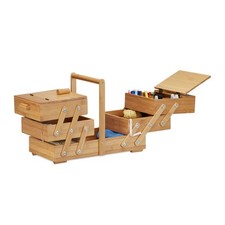 Nähkästchen bambus Aufbewahrungskiste Holzschatulle groß 11 Fächer 2,5 kg
