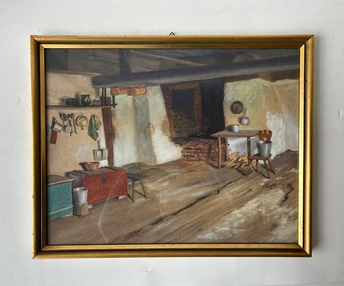 Gouache alte stuben küche mit - gouache,