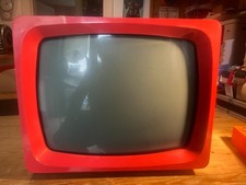 1970er Vela 202  Unitra WZT Fernseher, tragbar, orange,  TV space Age  230V -12V