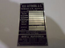 Typenschild NSU FIAT Neckar Schild plate Topolino 500 1100 1500  S77