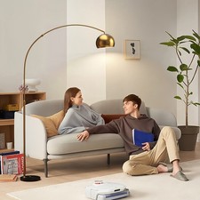 HOMCOM Stehlampe Wohnzimmer im Bogen Design mit Marmorsockel, Stehleuchte