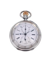 Englische Taschenuhr Chronograph 925er Silber 53mm defekt