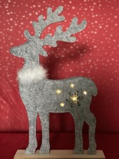 Weihnachten Dekoration Hirsch Grau Filz mit Beleuchtung 44 X 26 cm