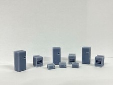 Vintage Elektrogeräte Set Maßstab HO 1:87 - Mikrowelle, Kühlschrank, Backofen