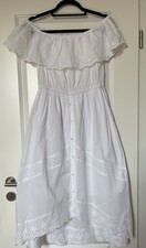 Romantisches Kleid Damen Maxi Lang Weiß Sommer Strand Ärmellos M 38/40