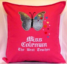 Personalisiertes Kissen Bester Lehrer Schmetterling Applikation Herzen Geschenk Sofa Stuhl Auto