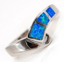 Australischer Opal Inlay 925 massiv echt Sterling Silber Ring Schmuck Gr. 7, TD2