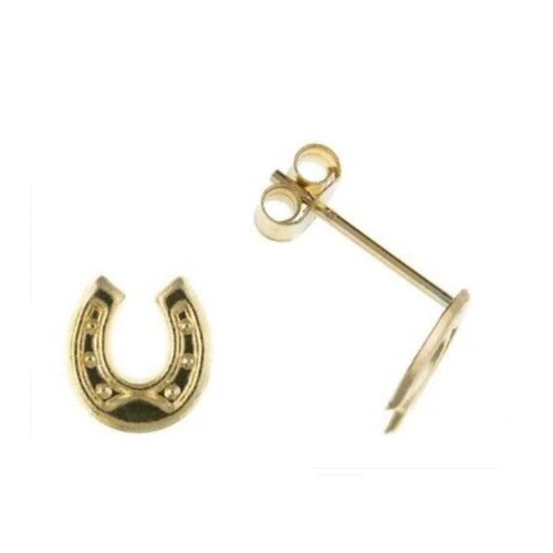 Gelbgold hufeisen ohrstecker - hufeisen,