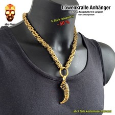 1 Löwe Anhänger Kralle 18 kt vergoldet Königskette Halskette Edelstahl Herren 2