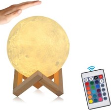 15cm Mond Lampe mit Fernbedienung Farbige Dekoleuchte 3D Mond LED RGB Nachtlicht