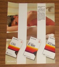 Seltene Werbung SONY DYNAMICRON L-750 Betamax E-180 VHS Videocassetten 1984