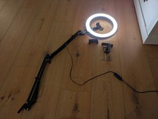 Overhead Handystativ mit LED Ringlicht, Handyhalter, 3 Farbmodi 