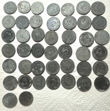 Zinkmünzen 3. deutsches Reich    44 x 5 Reichspfennig 2.WK Sammlung 1940-44