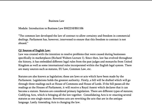 Business law coursework essay - business,