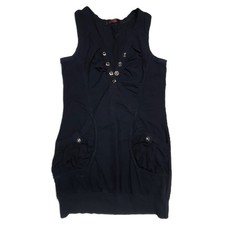 J-2 Fashion Wear Tanktop Slimfit Damen S Schwarz Knopfverschluss Ausschnitt