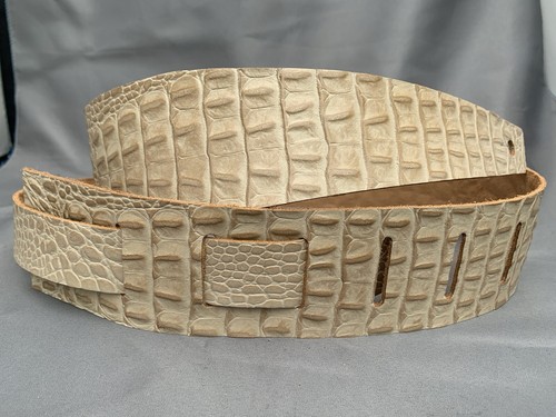 Beige kroko echtleder - beige,