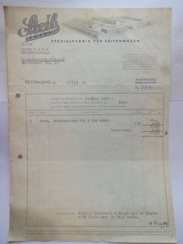 Steib seitenwagen rechnung - steib,