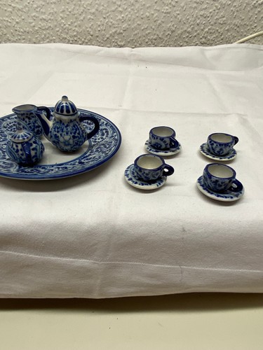Puppengeschirr porzellan blau - puppengeschirr,