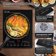 Camping Kochfeld 1 Zonen Elektro Grill Herd Glas Keramik 220-3500W Timer Touch 