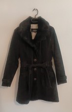 Toller Wildledermantel in schwarz mit Fellkragen von Oakwood Größe XL