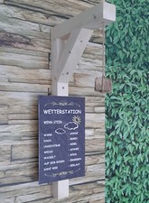 Stein Wetterstation Wetterstein Schiefer Wetterschild Gartendeko 80cm Dekoration