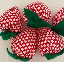 Stoff Erdbeeren selbst genäht 5 Stück ca. 9 cm hoch NEU