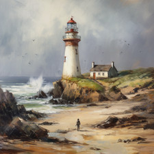 Deko Bild Leuchtturm Strand