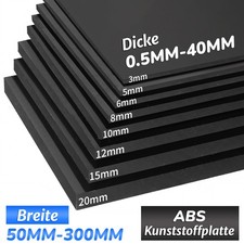 ABS Kunststoffplatte Platte Stärken 1,2,3,4,5mm - 40mm Kunststoff Platte Schwarz