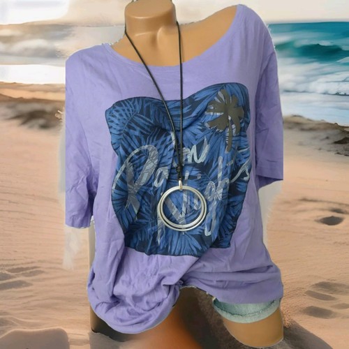 Sheego shirt kurzarm - lila, mit