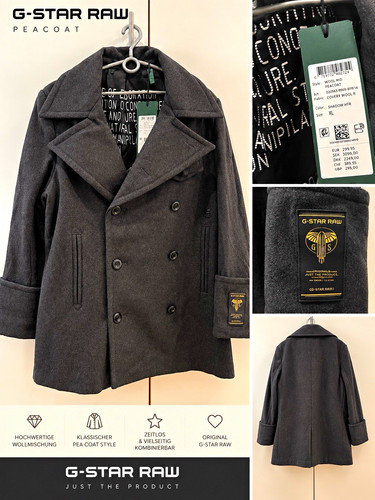 Star raw wool mid peacoat - mid,
