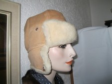 Alte Pelzmütze Lammfell-Mütze mit Ohrpatten/Ohr- und Nacken Klappe Damen Herren