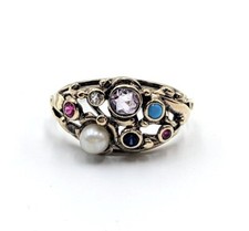 Antiker Ring 333 Gold 8 Karat + Saphir/ Rubin/ Türkis/ Perle RW 51 Art.-Nr:1986