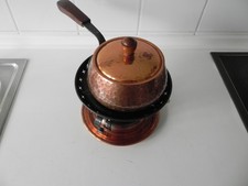 Fondue von Stöckli Rechaud( Schweiz) Kupferbrüniert mit Topf, Dochtbrenner, Retr