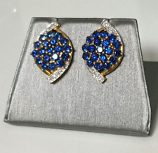 Blauer Ceylon-Saphir Goldohrringe mit SI Diamanten-Fantastische Farbe der Steine