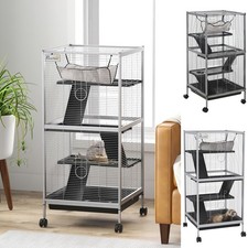 PawHut Rollbarer Kleintierkäfig für Chinchillas Frettchen Kätzchen mit Rampe