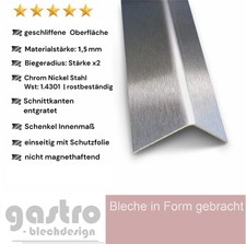 Edelstahl Winkelprofil 1,5mm geschliffen Kantenschutzprofil L-Blech L-Profil