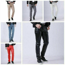 Herren Kunstleder Hose Stretch