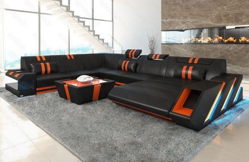Leder sofa wohnlandschaft - leder,