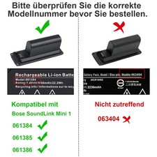 Akku Li-Ion für Bose Soundlink Mini One 061384 061385 061386 063287-3000mAh 7.4V