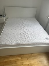 White 160x200cm Queen Size Bed with White Matress And 4 Drawers and Headboard