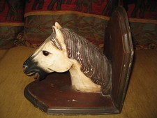 antike Buchstütze Pferdekopf sehr groß und schwer selten Pferd Rarität Holz