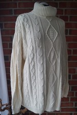 "Gut für mich" Pullover  Gr.48 L Zopfmuster Baumwolle weiß