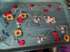 Deko 3 x Marienkäfer-Kette Glückskäfer zum Anhängen Metall +Holz